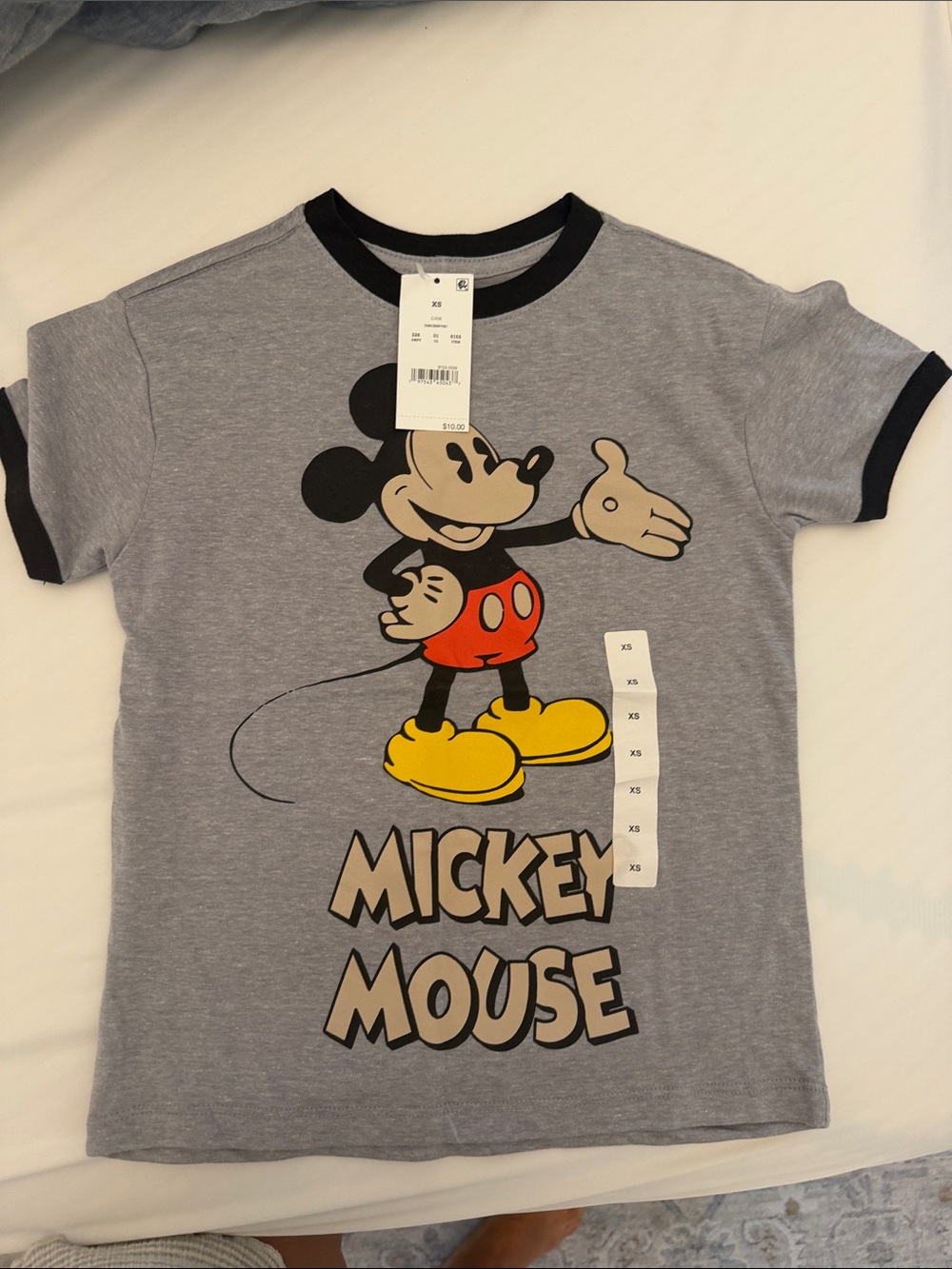 Disney Grey Ringer Tee with Mickey Graphic